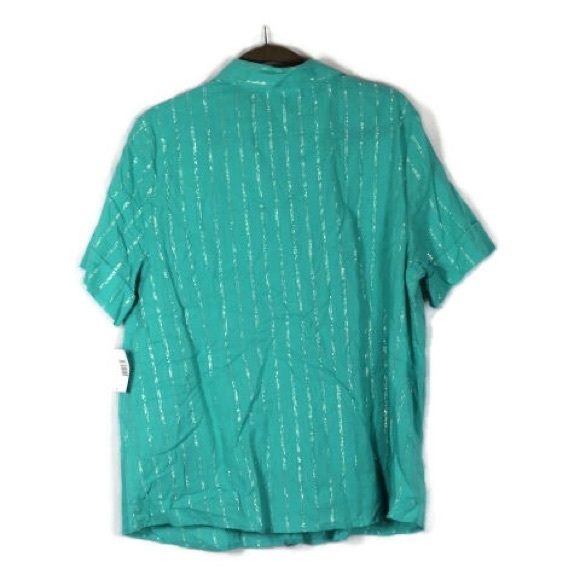 Sag Harbor Striped Metallic Collared Blouse Top Tank Set - Picture 6 of 6